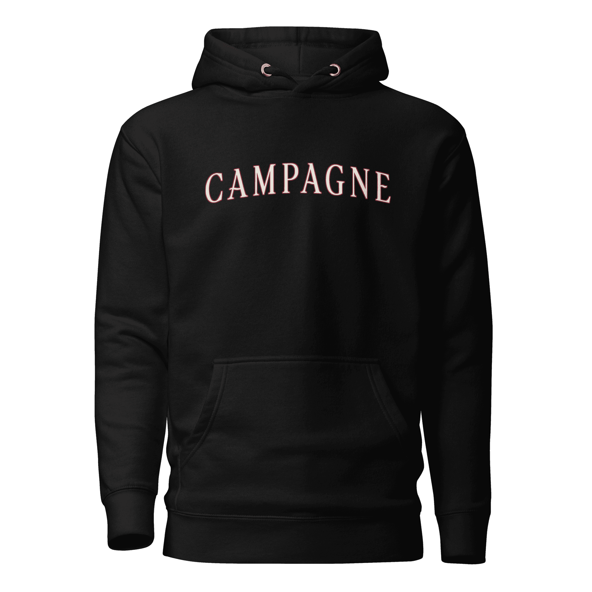 Campagne Arched Wordmark Hoodie Black, front product view