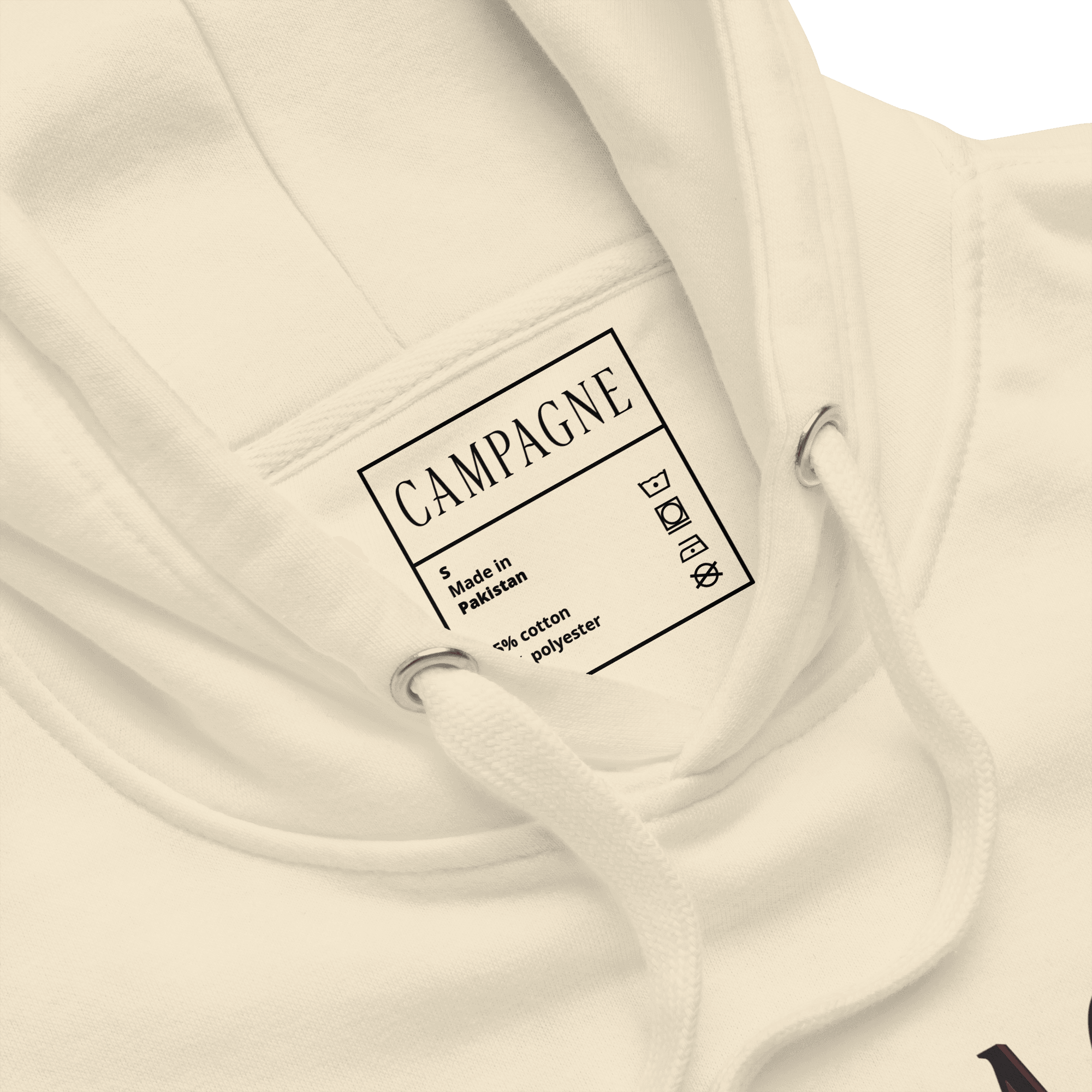 Campagne Wordmark Hoodie Bone, garment detail
