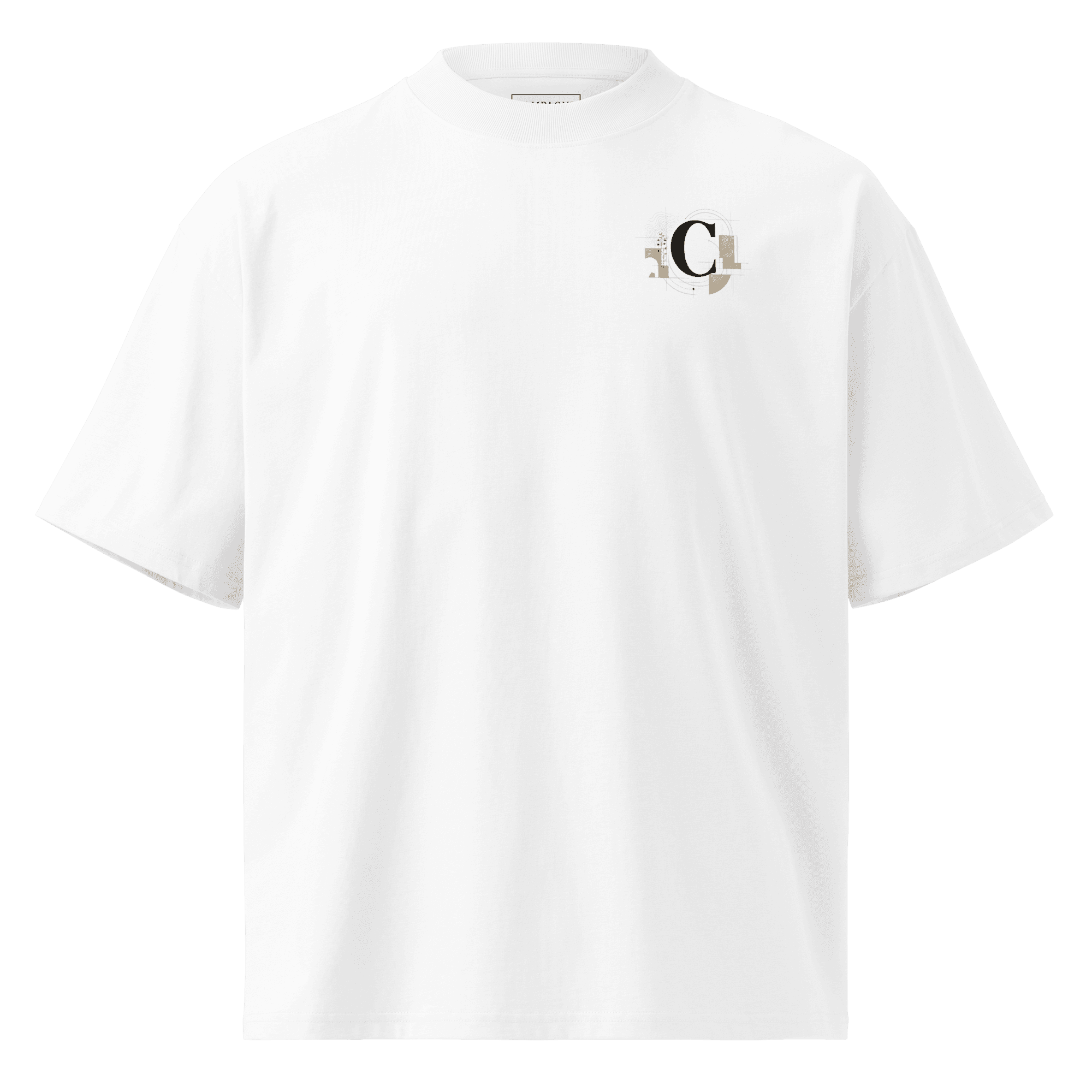 White Organic Oversized Arch C Motif Tee, front product view