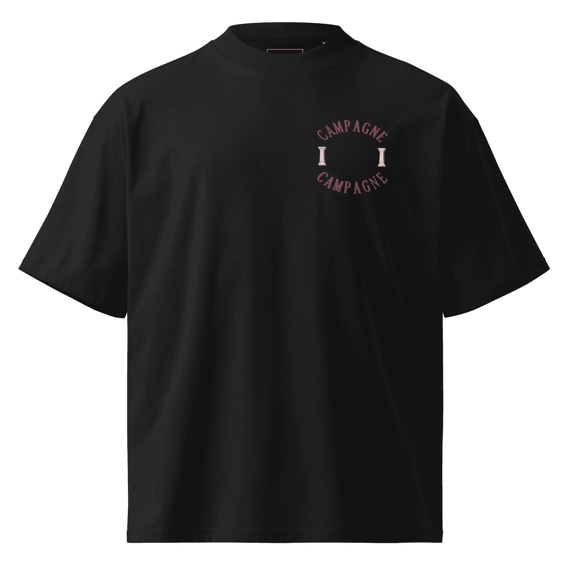 Circle Column Organic Oversized Tee — Black, front product view