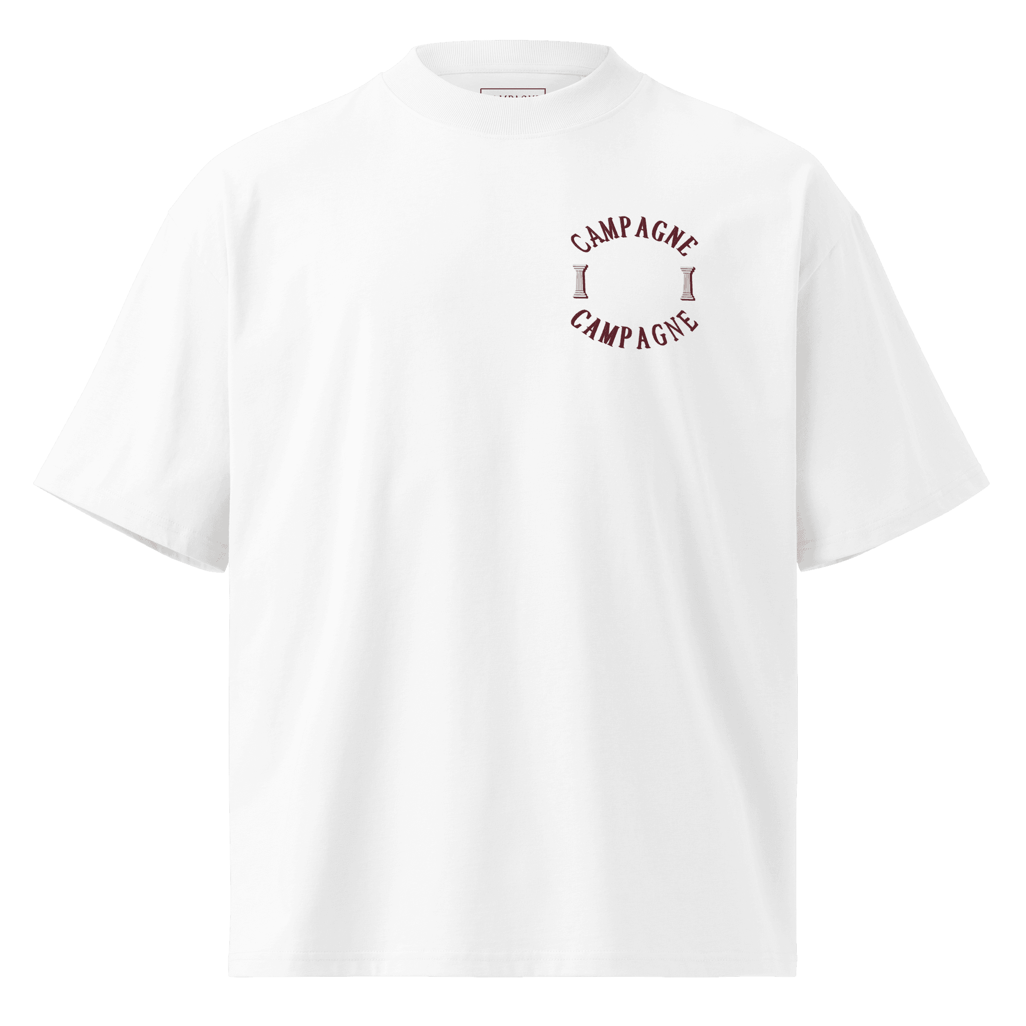 Circle Column Organic Oversized Tee — White, front product view