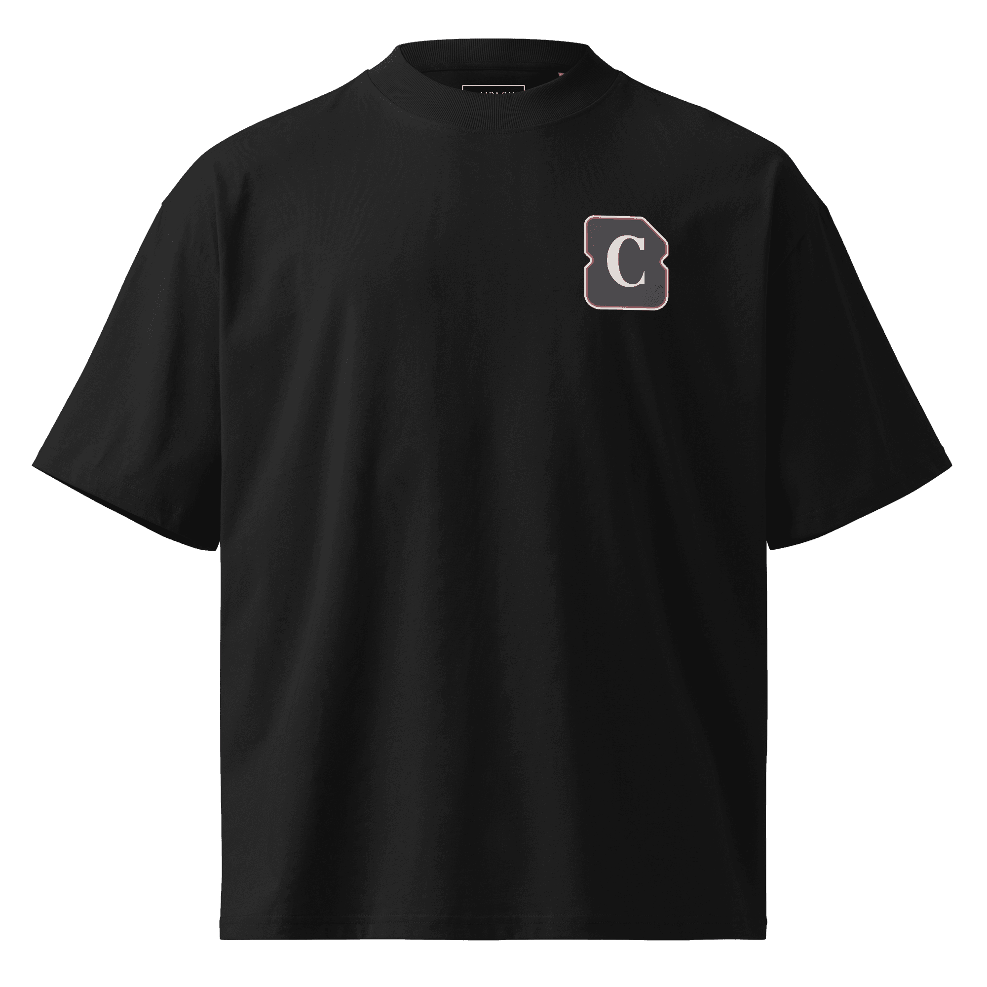 Black Organic Oversized Tab Tee, front product view