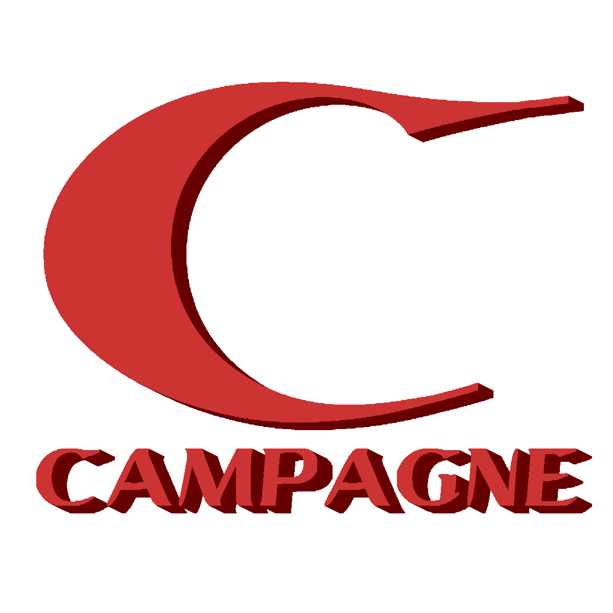 Campagne Velocity C wordmark in flat red and maroon embroidery artwork